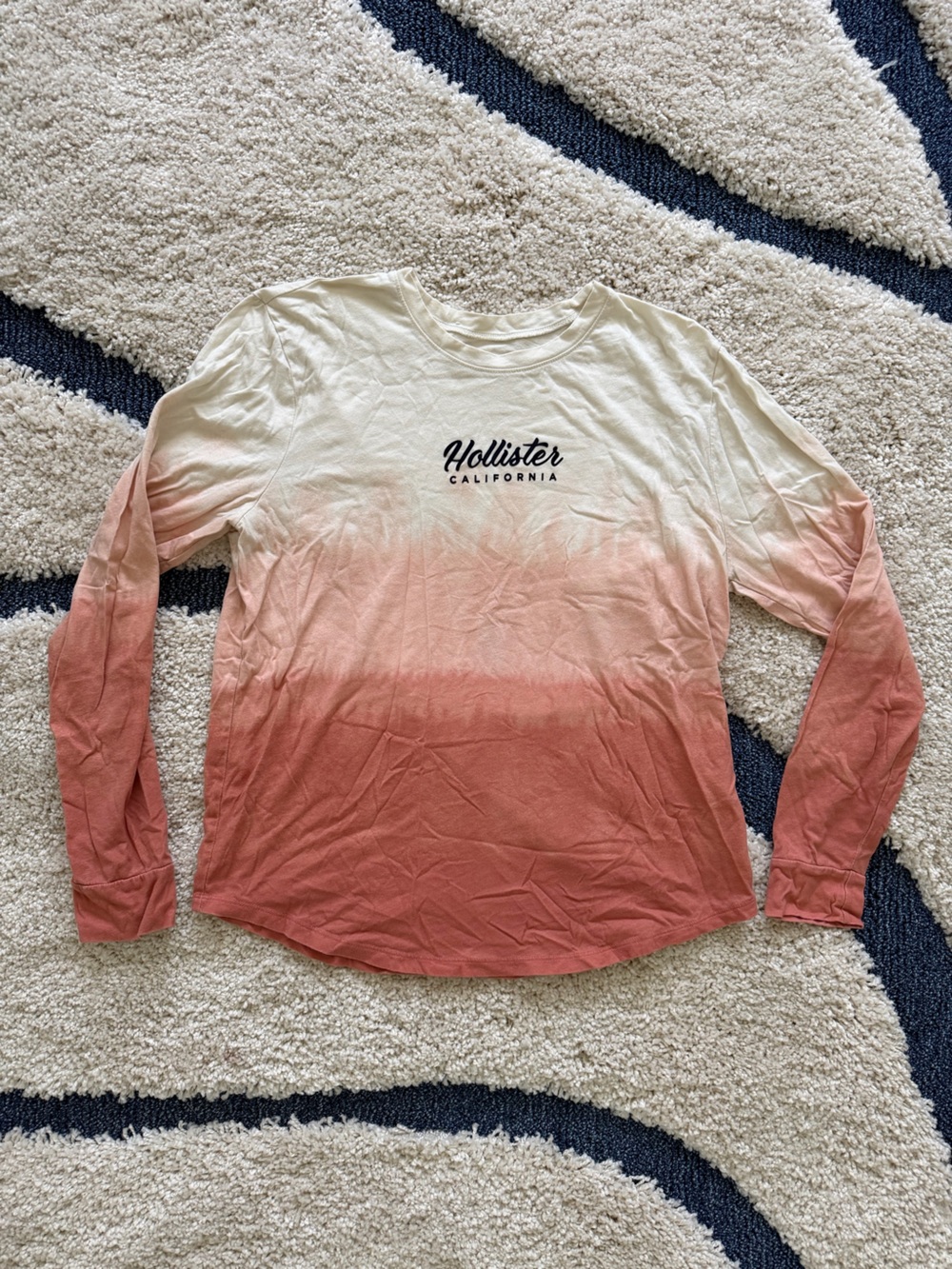 Hollister Ombre Cream to Coral Long Sleeve Tee